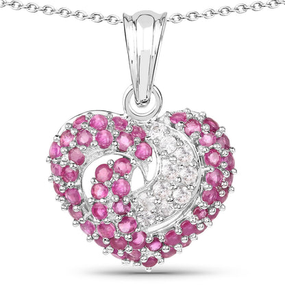 2.65 Carat Genuine Ruby and White Sapphire .925 Sterling Silver Pendant Bids.com