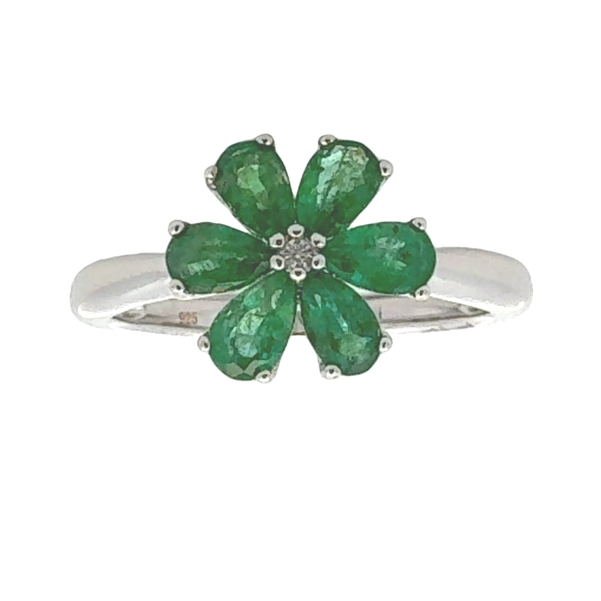 Genuine 1.14ct Emerald Zircon Ring Sterling Silver Bids.com