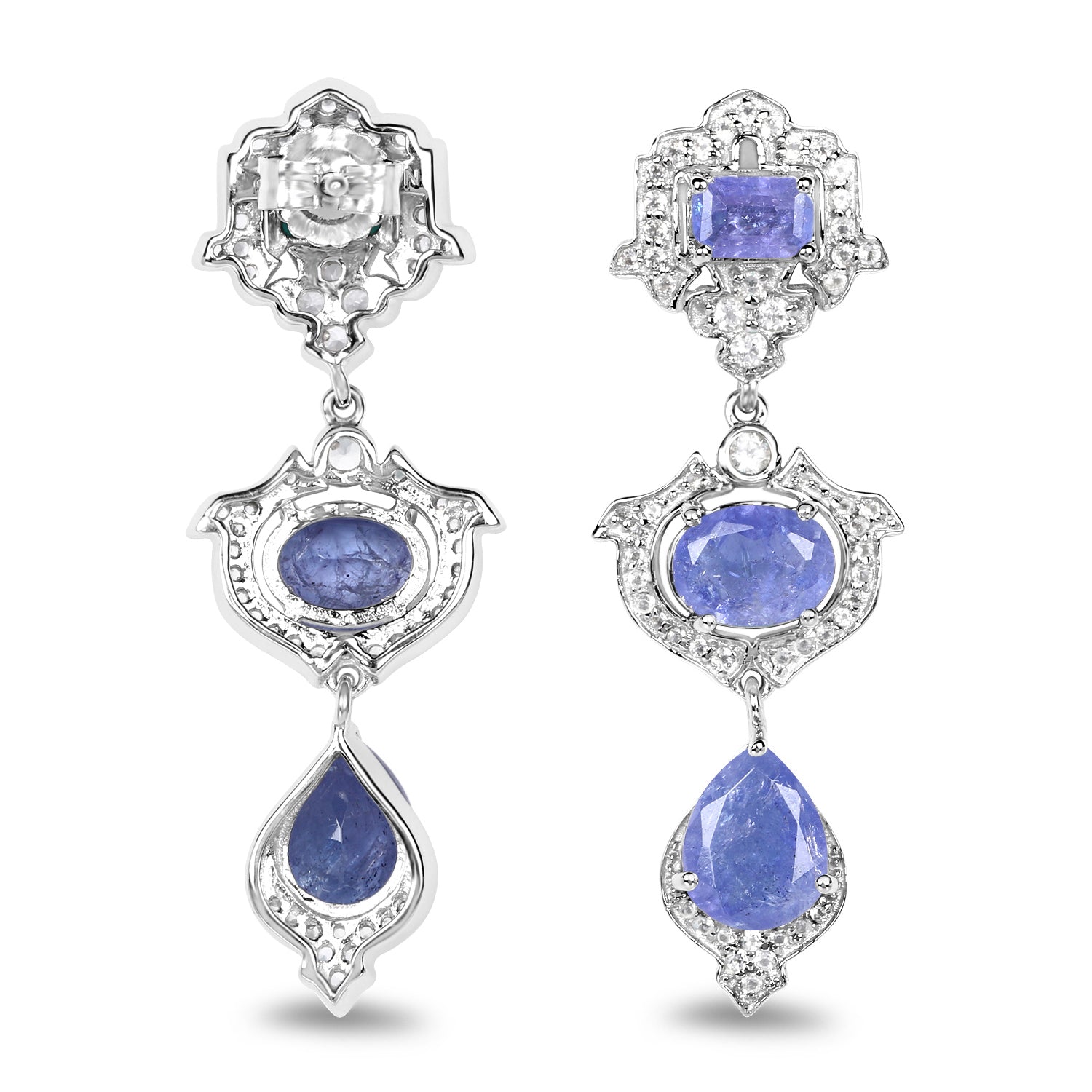 7.73 Carat Genuine Tanzanite and White Topaz .925 Sterling Silver Earrings Bids.com