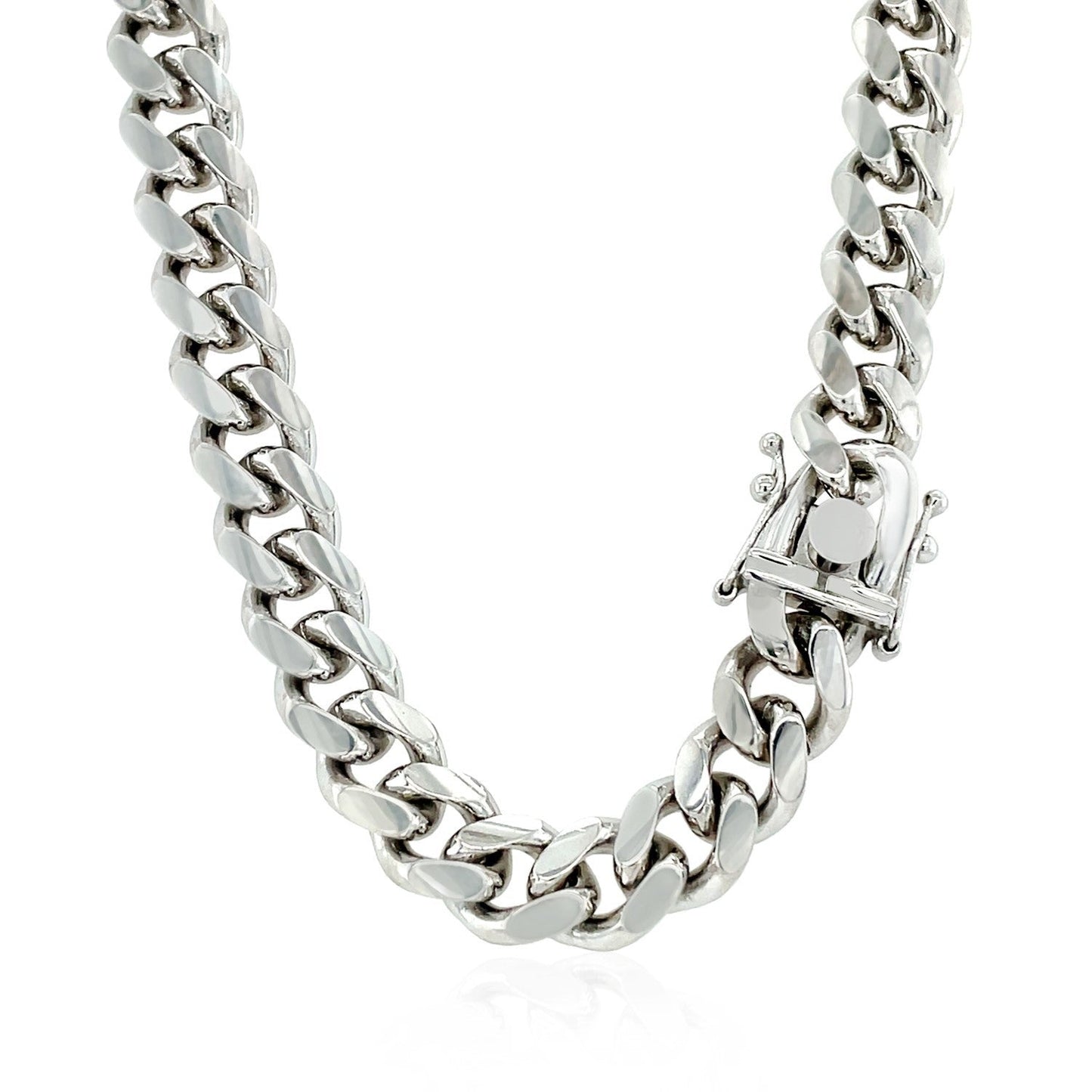 Sterling Silver Rhodium Plated Miami Cuban Chain 8.4mm Bids.com
