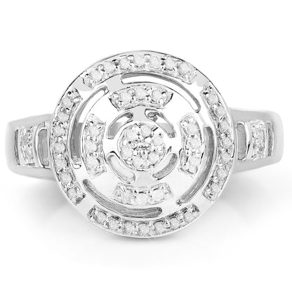 14K Yellow Gold Plated 0.21 Carat Genuine White Diamond .925 Sterling Silver Ring Bids.com