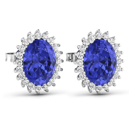 2.56 Carat Genuine Tanzanite and White Diamond 14K White Gold Earrings Bids.com