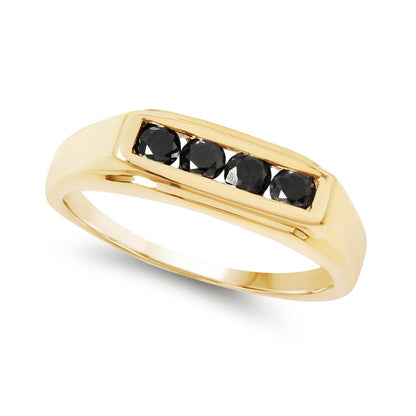 14K Yellow Gold Plated 0.48 Carat Genuine Black Diamond .925 Sterling Silver Ring Bids.com
