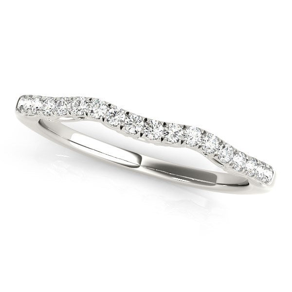 14k White Gold Wave Motif Diamond Wedding Band (1/5 cttw) Bids.com
