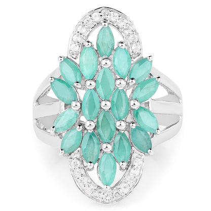 2.74 Carat Genuine Emerald and White Topaz .925 Sterling Silver Ring Bids.com