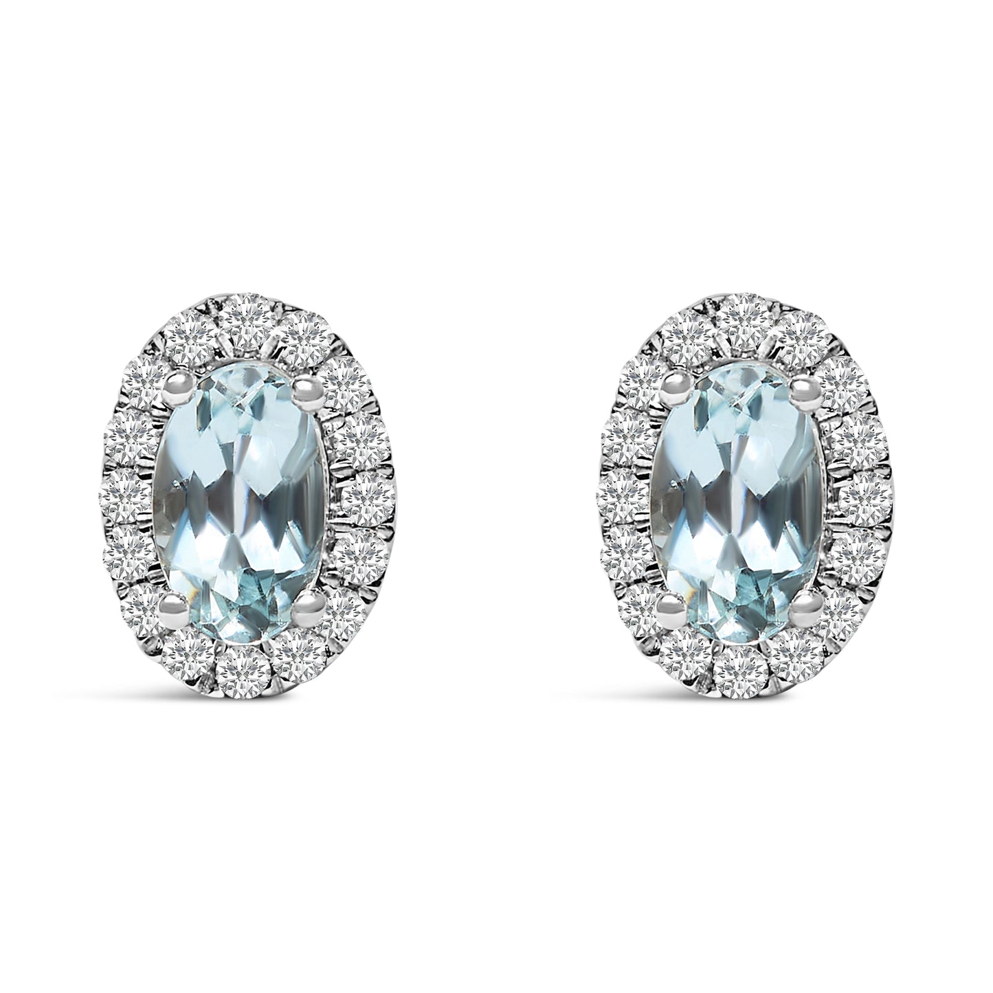 10K White Gold 5x3 MM Oval Purple Amethyst and Diamond Halo Stud Earrings (I-J Color, I1-I2 Clarity) Bids.com