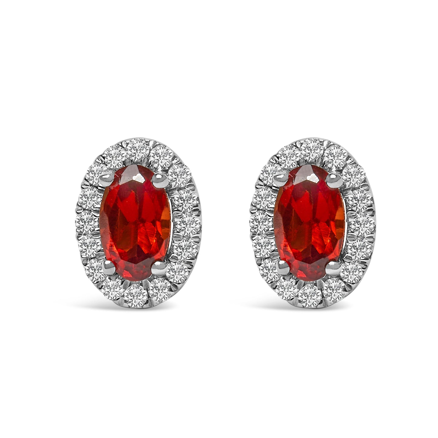 10K White Gold 5x3 MM Oval Purple Amethyst and Diamond Halo Stud Earrings (I-J Color, I1-I2 Clarity) Bids.com