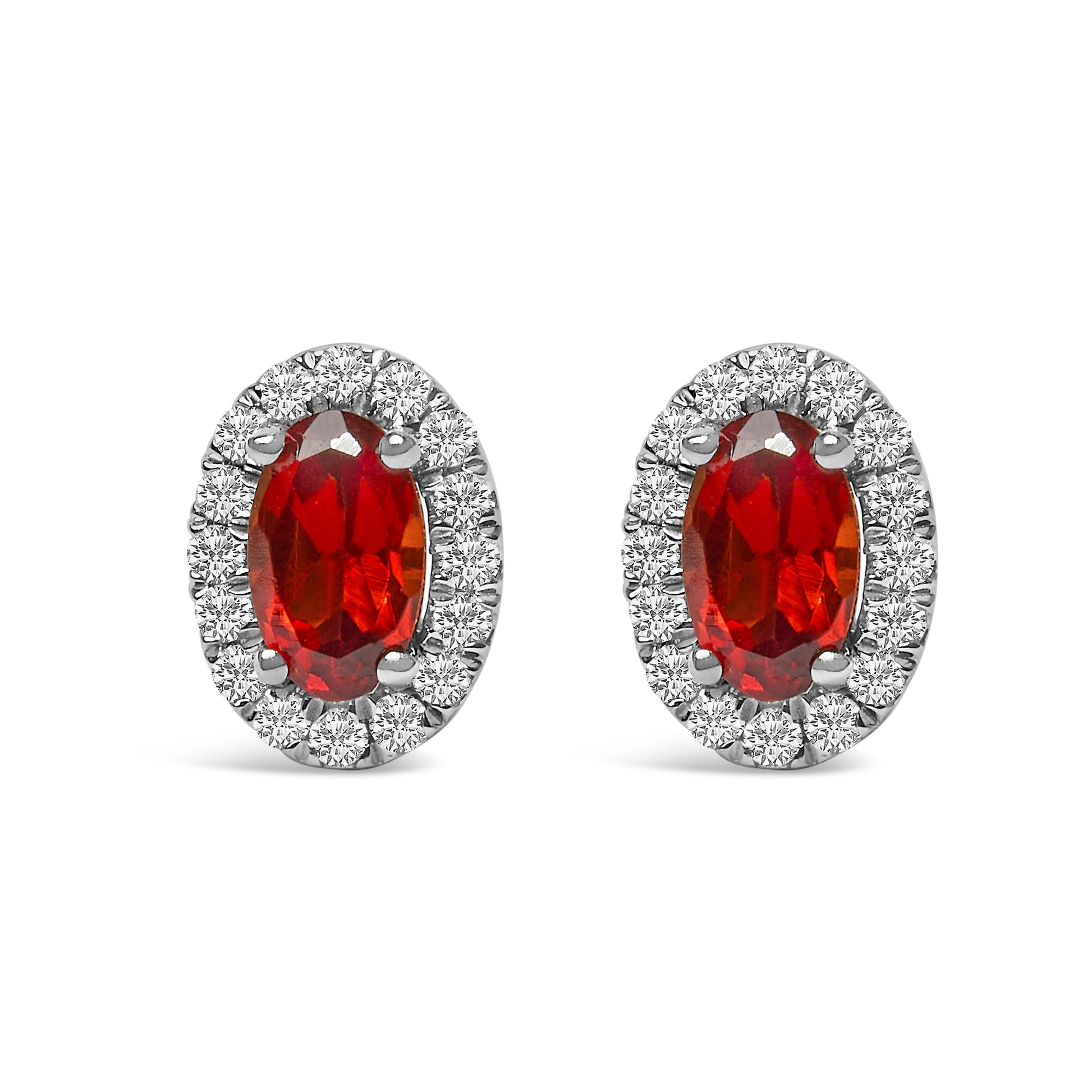 10K White Gold 5x3 MM Oval Purple Amethyst and Diamond Halo Stud Earrings (I-J Color, I1-I2 Clarity) Bids.com