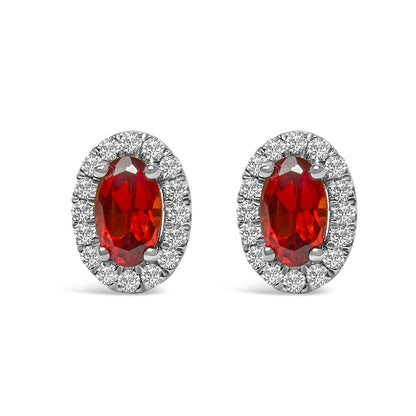 10K White Gold 5x3 MM Oval Purple Amethyst and Diamond Halo Stud Earrings (I-J Color, I1-I2 Clarity) Bids.com