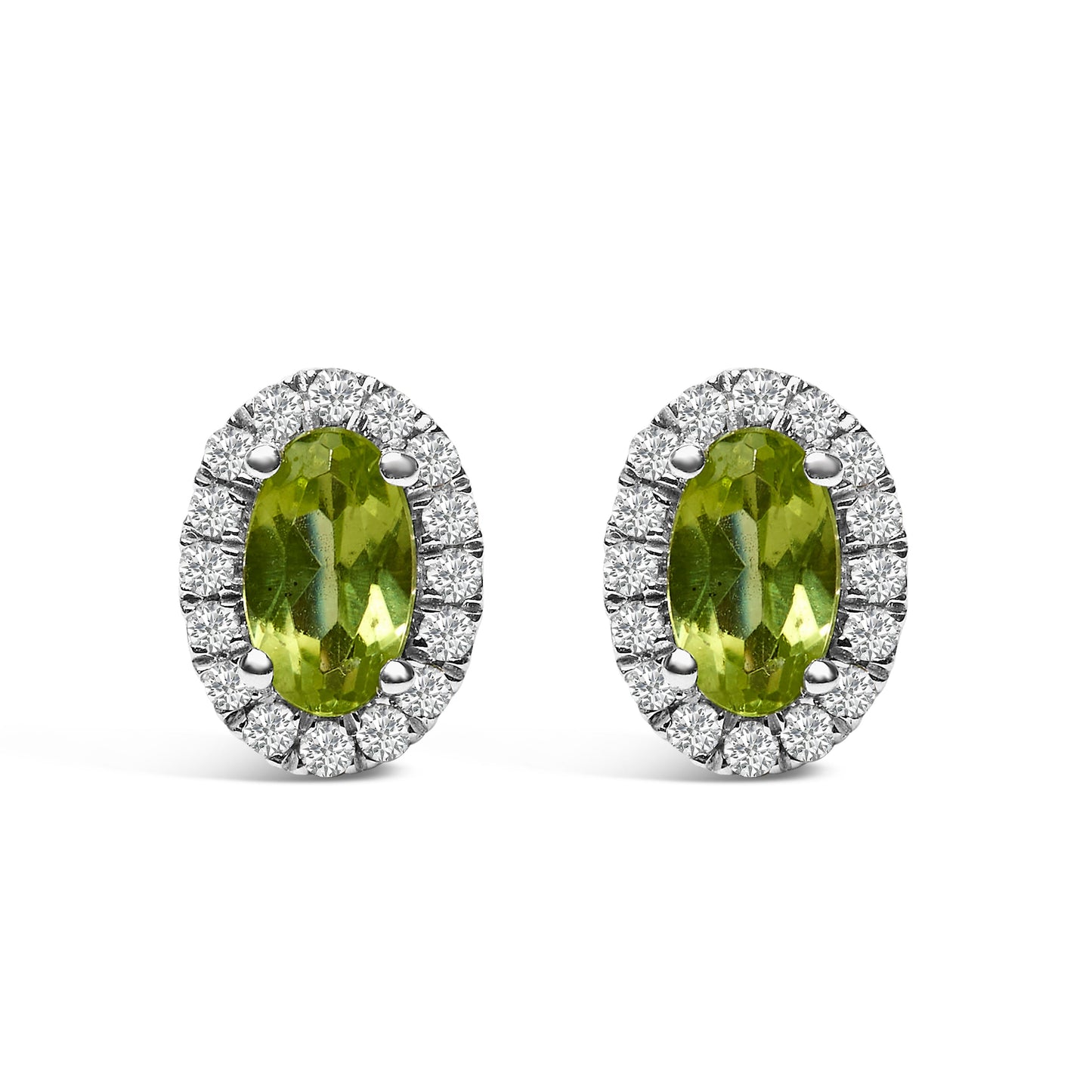 10K White Gold 5x3 MM Oval Purple Amethyst and Diamond Halo Stud Earrings (I-J Color, I1-I2 Clarity) Bids.com