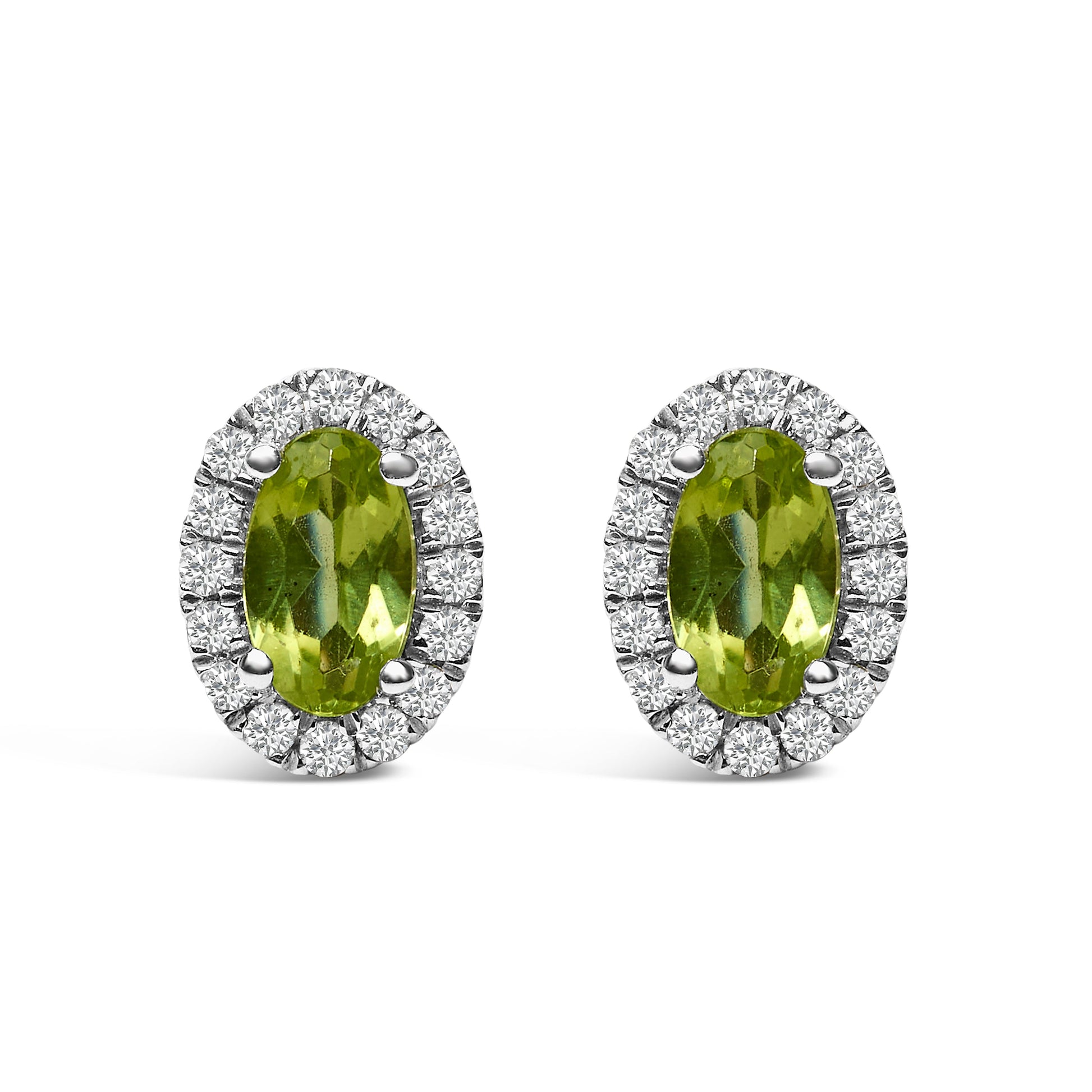 10K White Gold 5x3 MM Oval Purple Amethyst and Diamond Halo Stud Earrings (I-J Color, I1-I2 Clarity) Bids.com