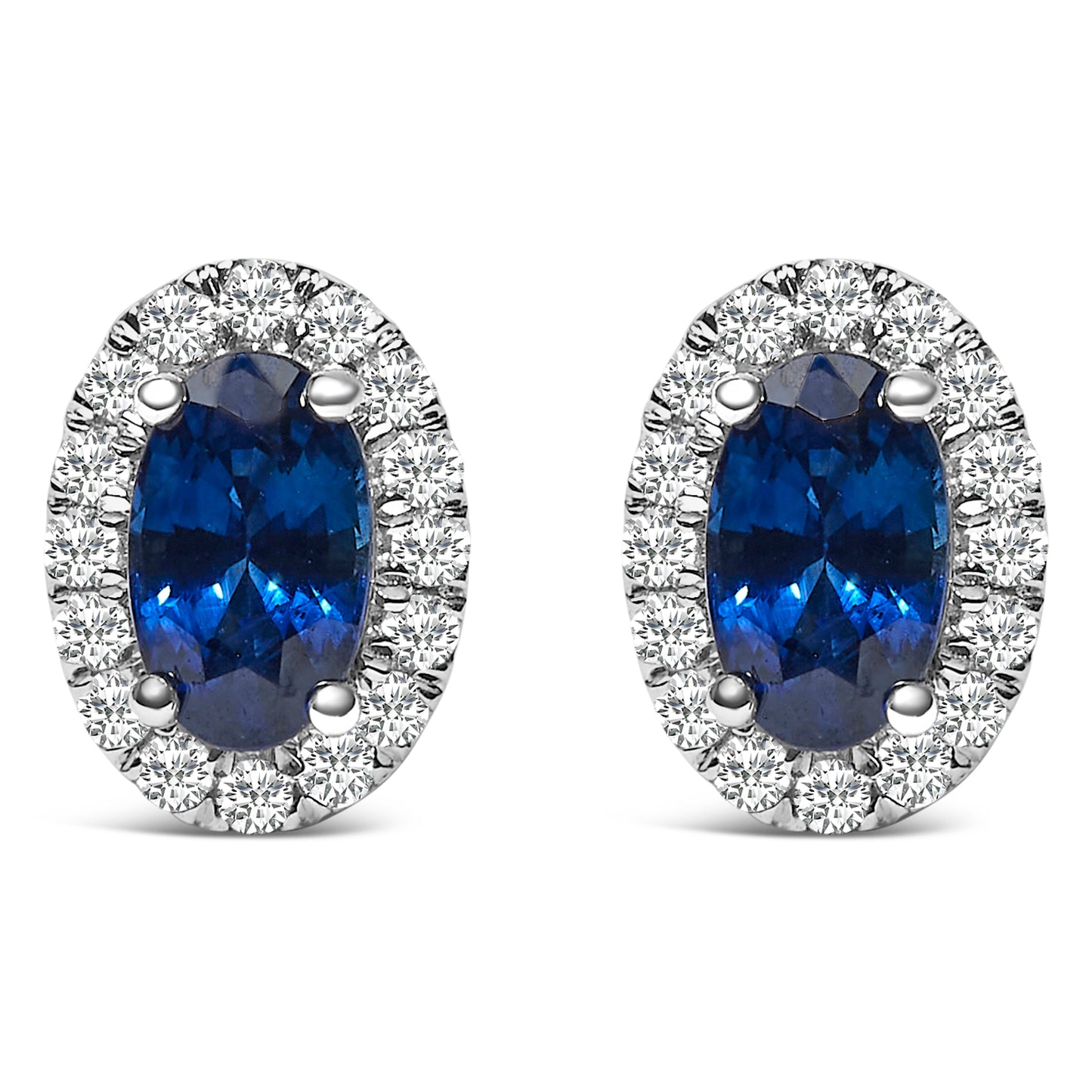 10K White Gold 5x3 MM Oval Purple Amethyst and Diamond Halo Stud Earrings (I-J Color, I1-I2 Clarity) Bids.com