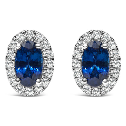 10K White Gold 5x3 MM Oval Purple Amethyst and Diamond Halo Stud Earrings (I-J Color, I1-I2 Clarity) Bids.com