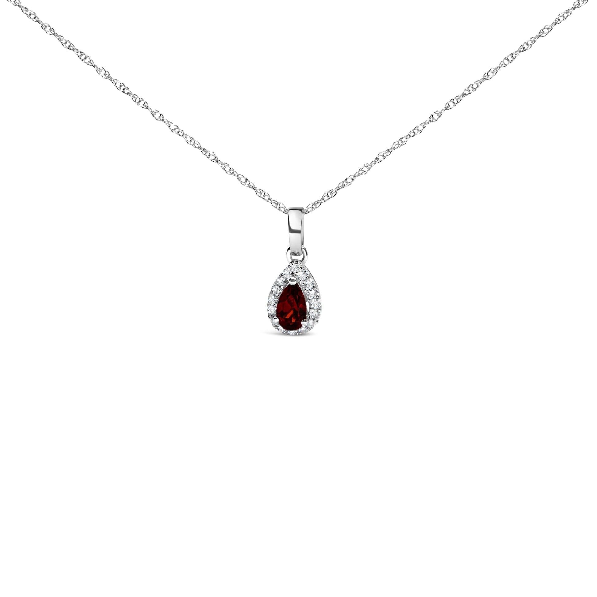 10K White Gold 5x3mm Green Emerald and Diamond Accent Halo Pear Shape 18" Pendant Necklace (I-J Color, I1-I2 Clarity) Bids.com