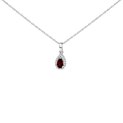 10K White Gold 5x3mm Green Emerald and Diamond Accent Halo Pear Shape 18" Pendant Necklace (I-J Color, I1-I2 Clarity) Bids.com