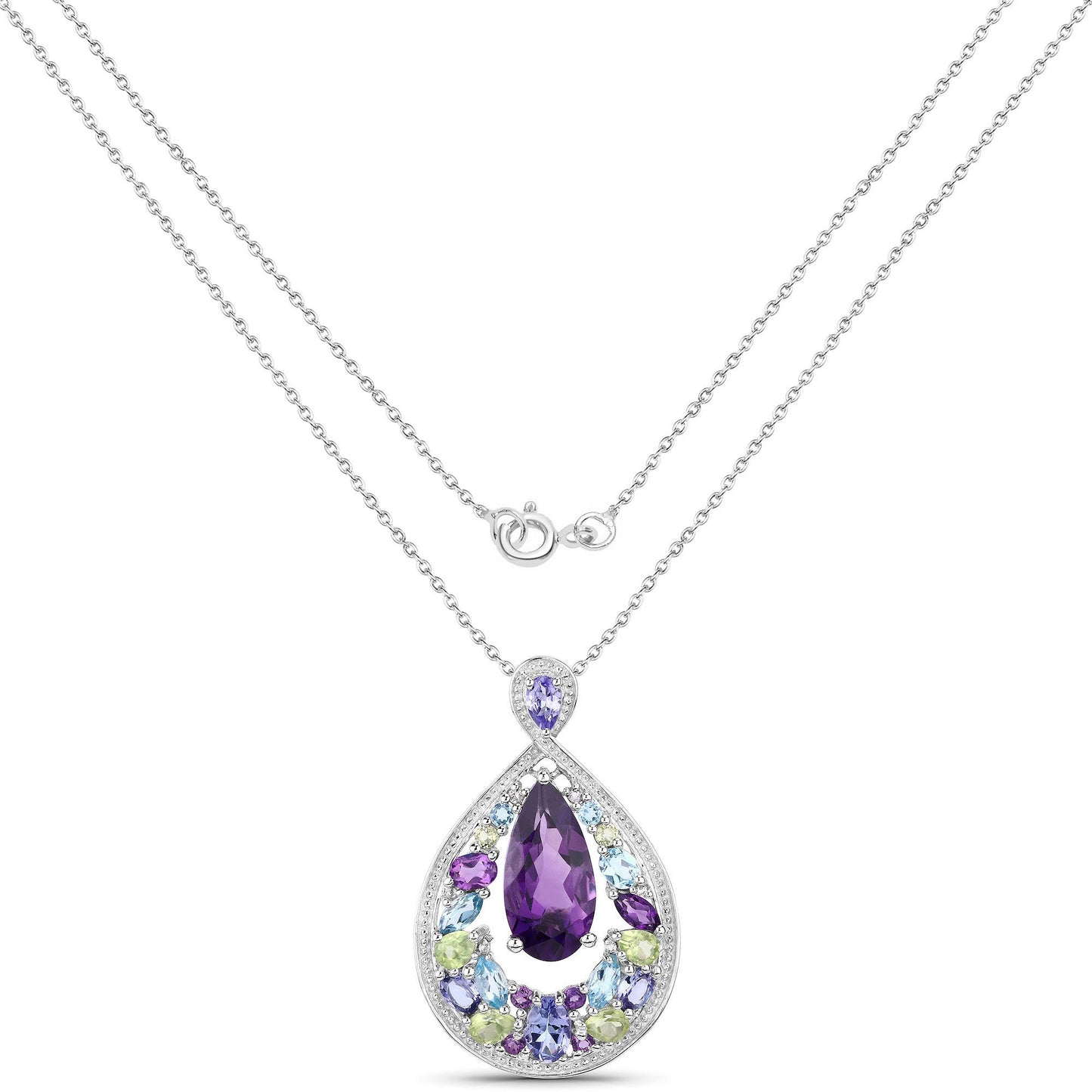 6.40 Carat Genuine Multi Stones .925 Sterling Silver Pendant Bids.com