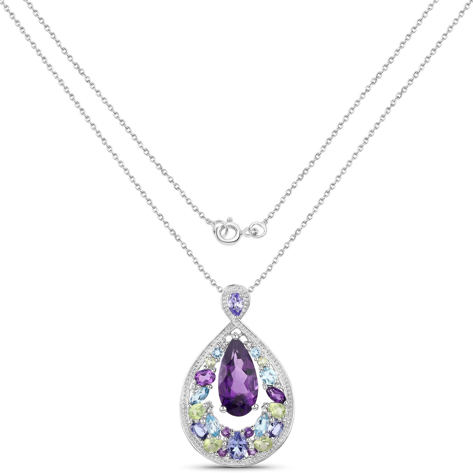 6.40 Carat Genuine Multi Stones .925 Sterling Silver Pendant Bids.com