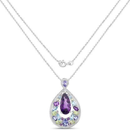 6.40 Carat Genuine Multi Stones .925 Sterling Silver Pendant Bids.com