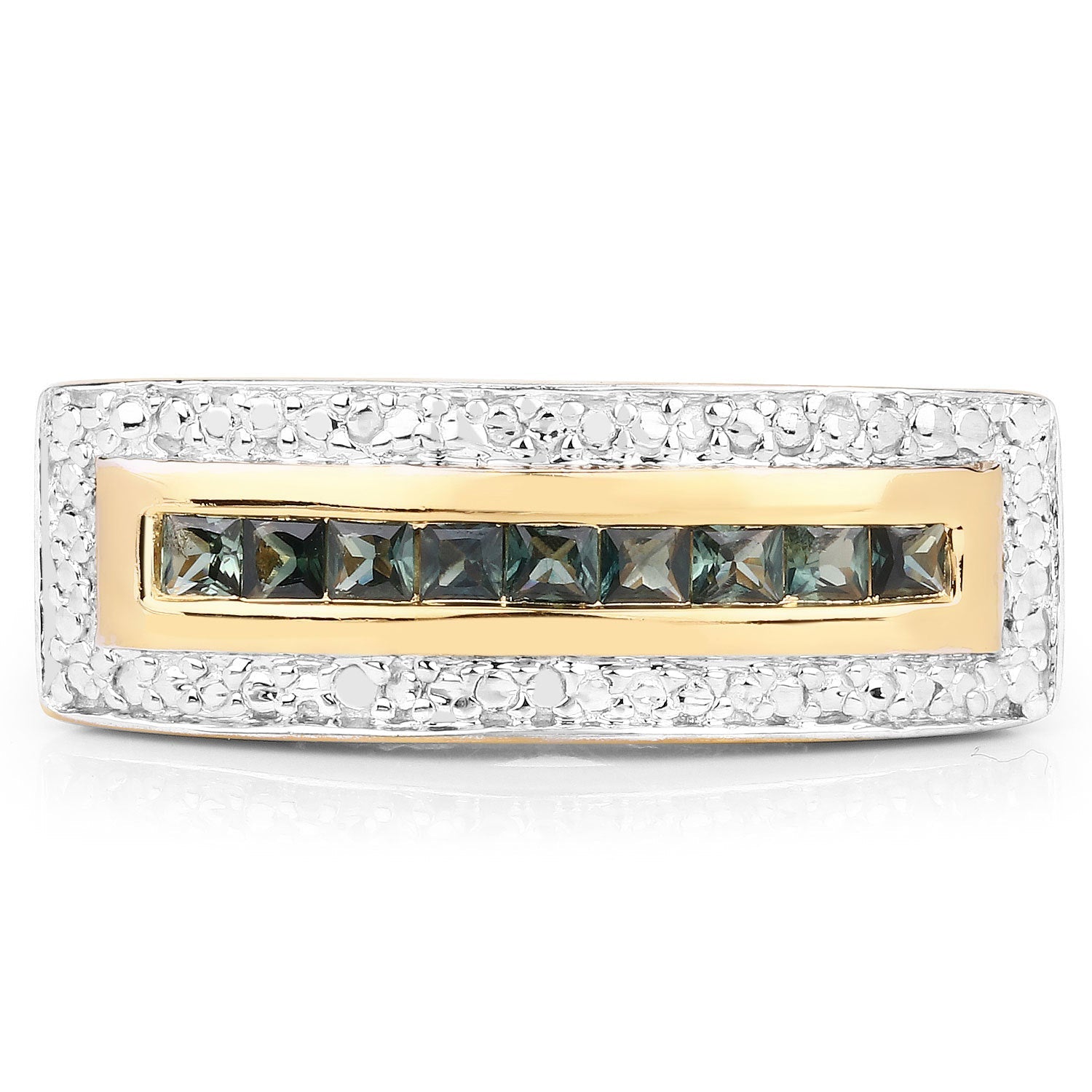 1.08 Carat Genuine Green Sapphire .925 Sterling Silver Ring Bids.com
