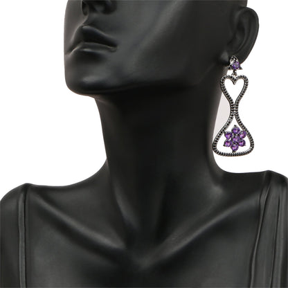 6.31 Carat Genuine Amethyst & Black Spinel .925 Sterling Silver Earrings Bids.com