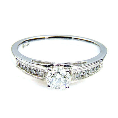 Natural .50ct Diamond Eng Only 14KT White Gold Bids.com