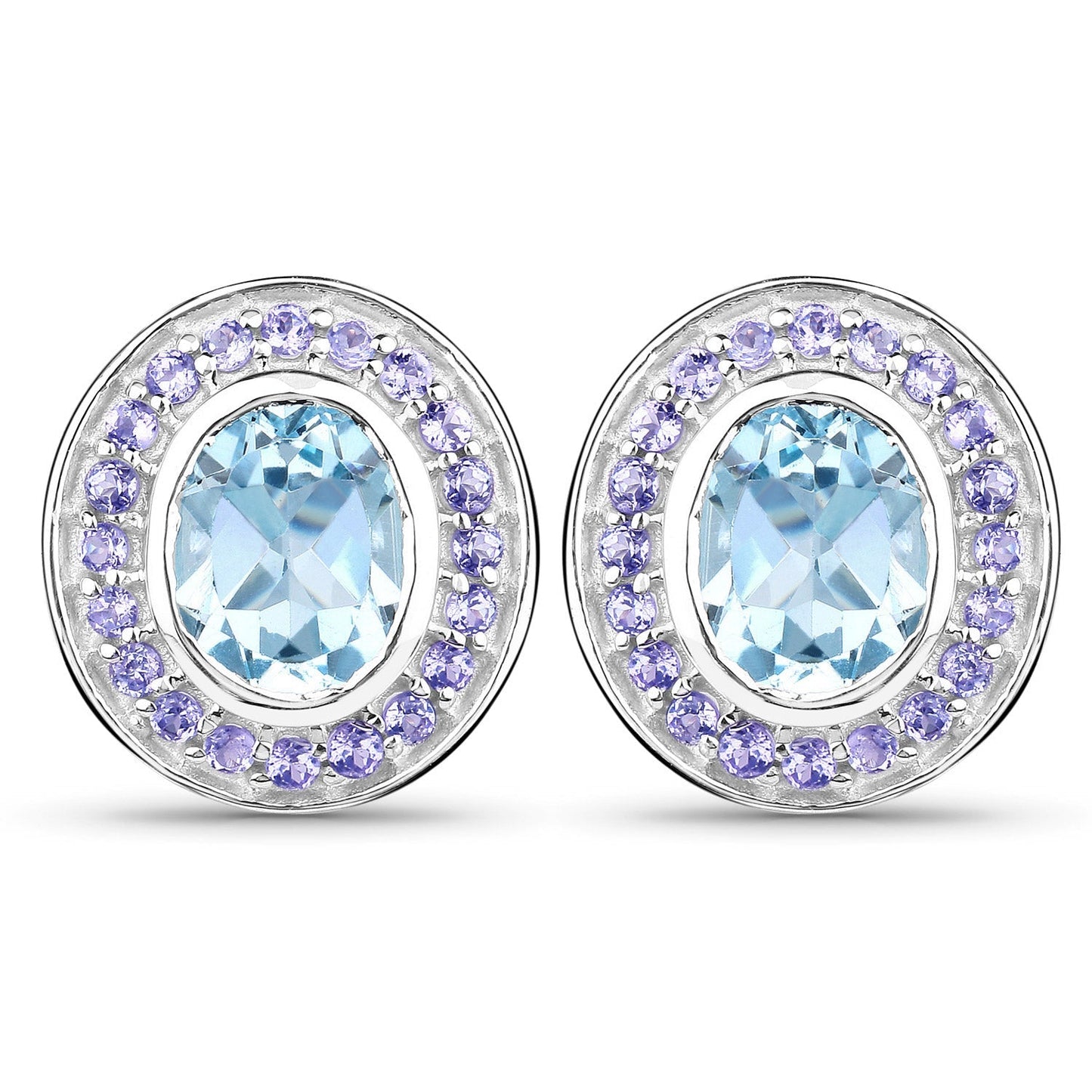 6.30 Carat Genuine Blue Topaz and Tanzanite .925 Sterling Silver Earrings Bids.com