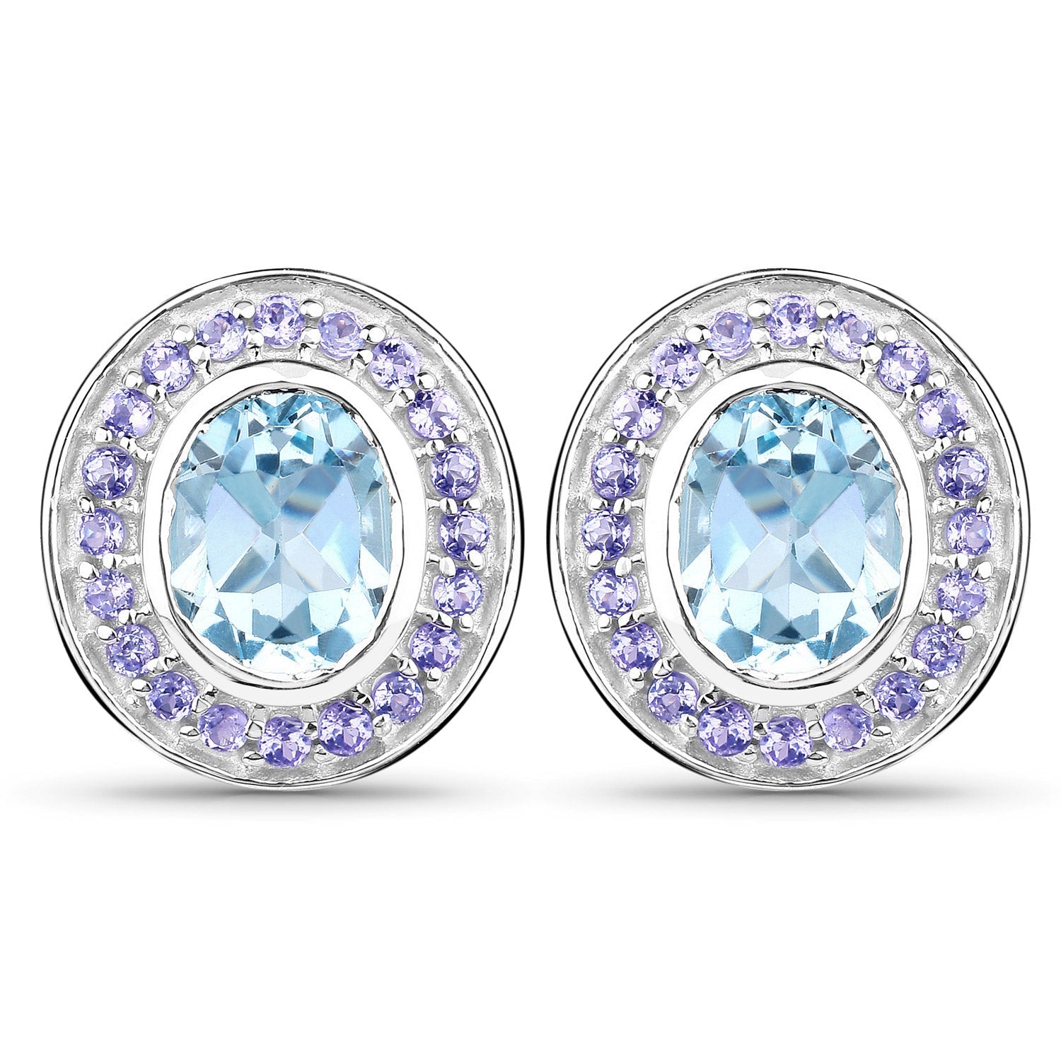6.30 Carat Genuine Blue Topaz and Tanzanite .925 Sterling Silver Earrings Bids.com