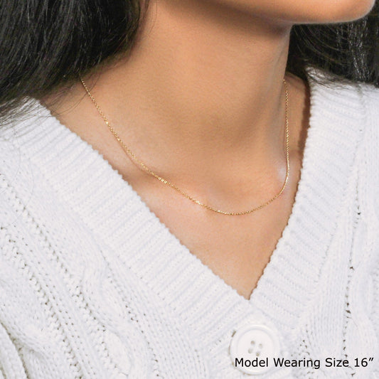 18k Yellow Gold Diamond Cut Cable Link Chain (0.80 mm) Bids.com