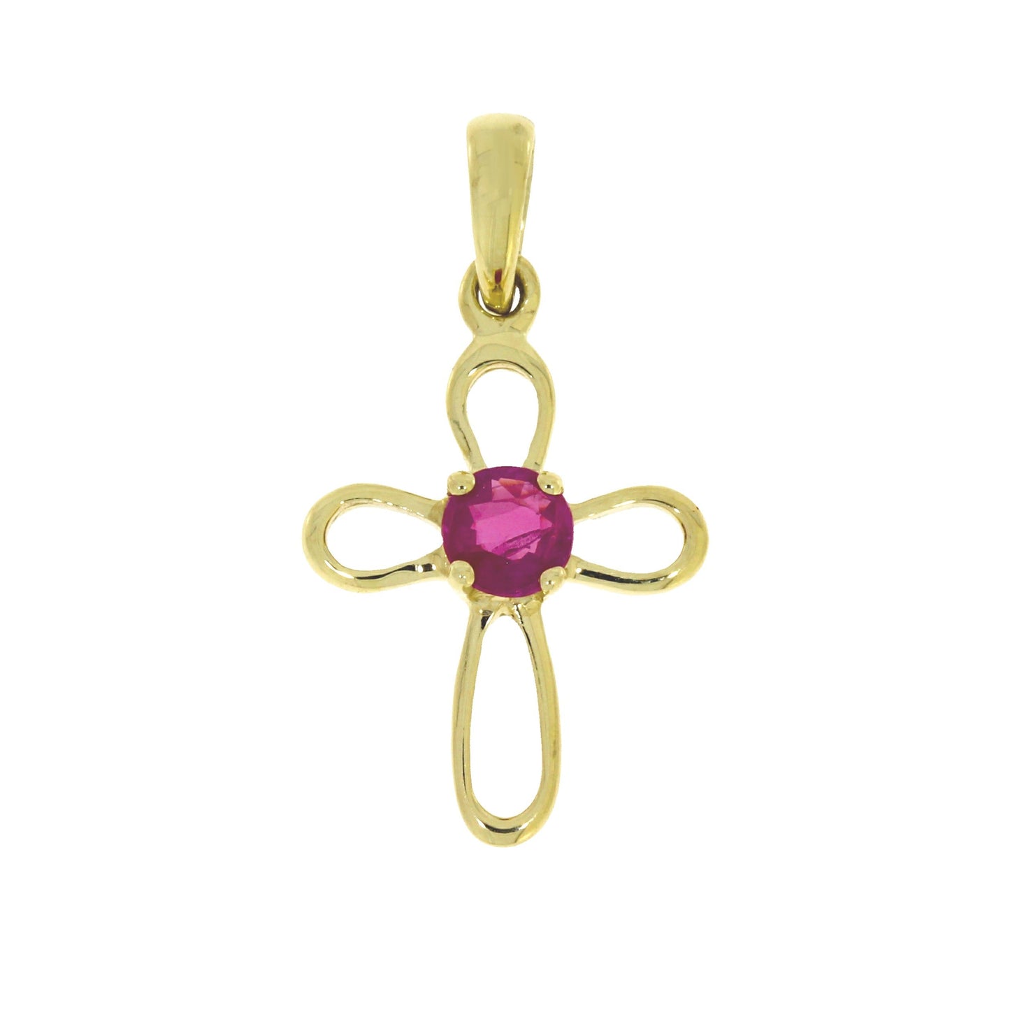 .18ct Ruby Cross Religious Pendant 10KT Yellow Gold Bids.com