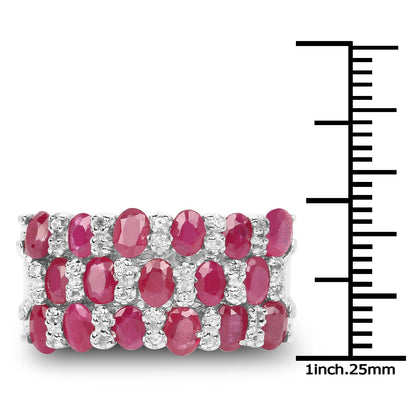 3.69 Carat Genuine Ruby and White Topaz .925 Sterling Silver Ring Bids.com