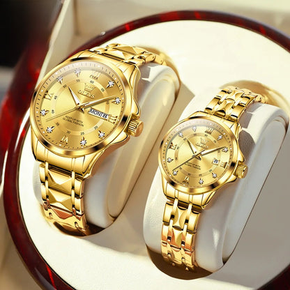 Women's Gold Stainless Steel Slim Luminous Waterproof Watch BandsCo Straps