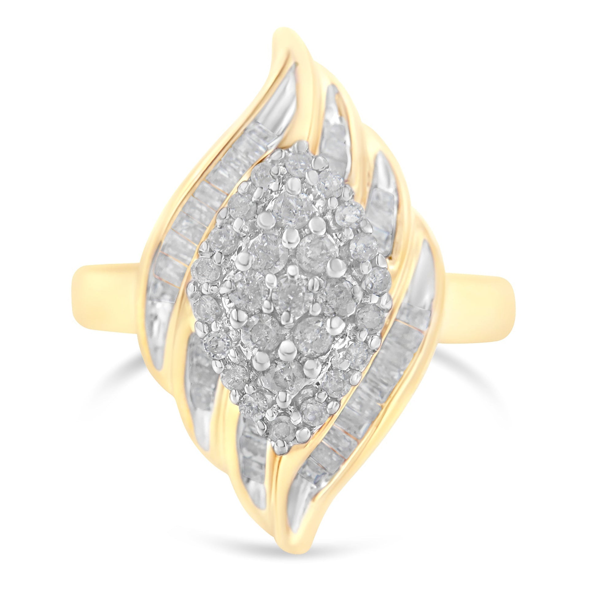 10K Yellow Gold Diamond Cocktail Ring (3/4 Cttw, I-J Color, I2-I3 Clarity) - Size 8 Bids.com