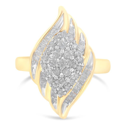 10K Yellow Gold Diamond Cocktail Ring (3/4 Cttw, I-J Color, I2-I3 Clarity) - Size 8 Bids.com