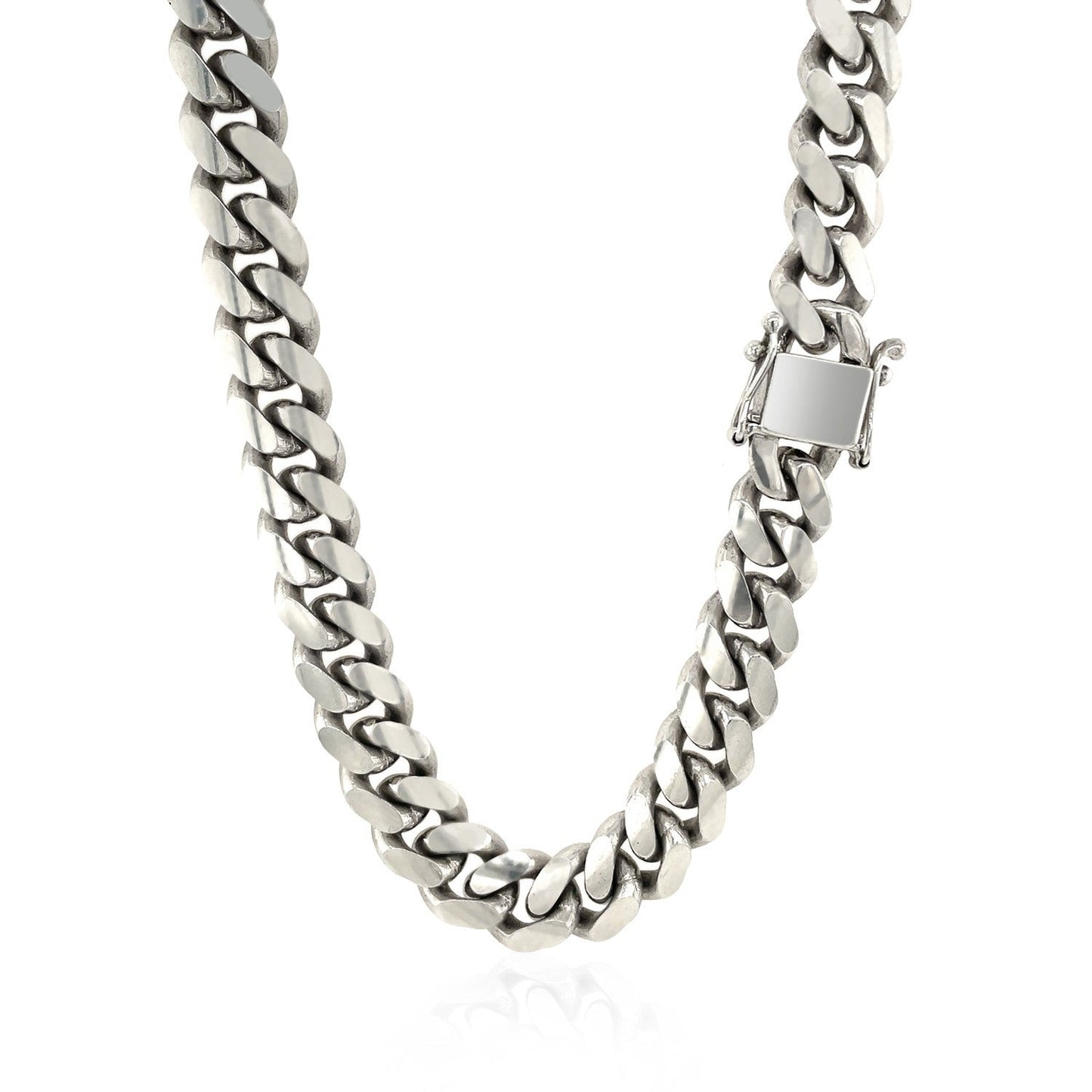 Sterling Silver Rhodium Plated Miami Cuban Chain 9.8mm Bids.com