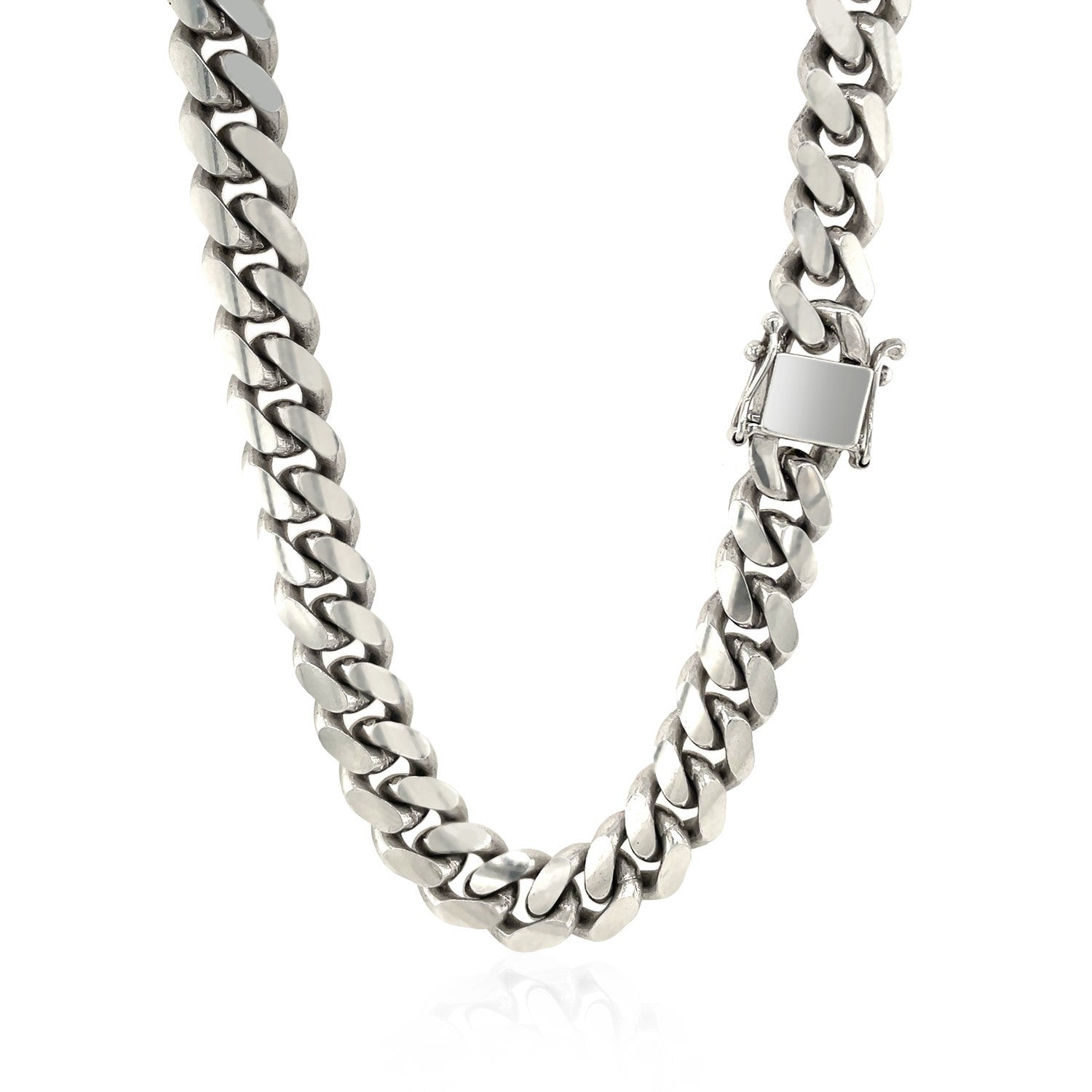 Sterling Silver Rhodium Plated Miami Cuban Chain 9.8mm Bids.com