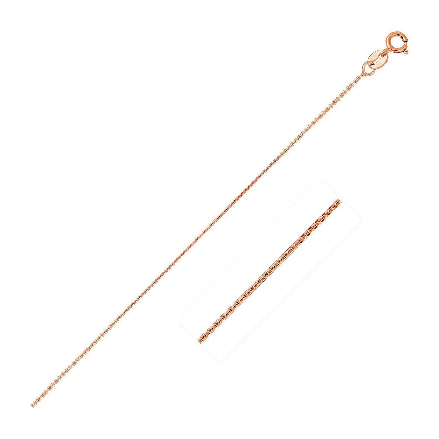 14k Pink Gold Diamond Cut Cable Link Chain 0.8mm Bids.com