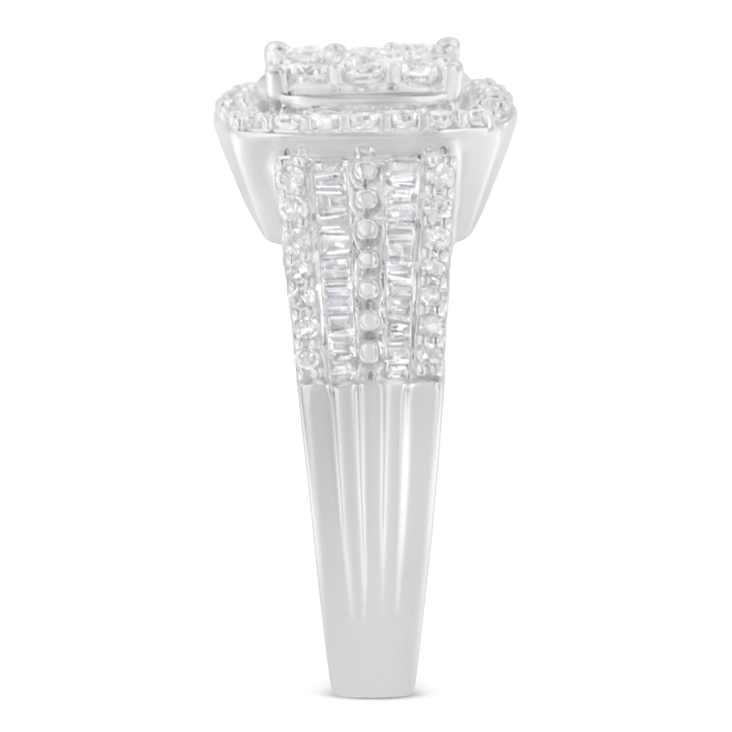 10K White Gold Diamond Cluster Ring (1 Cttw, H-I Color, I1-I2 Clarity) - Size 6-3/4 Bids.com