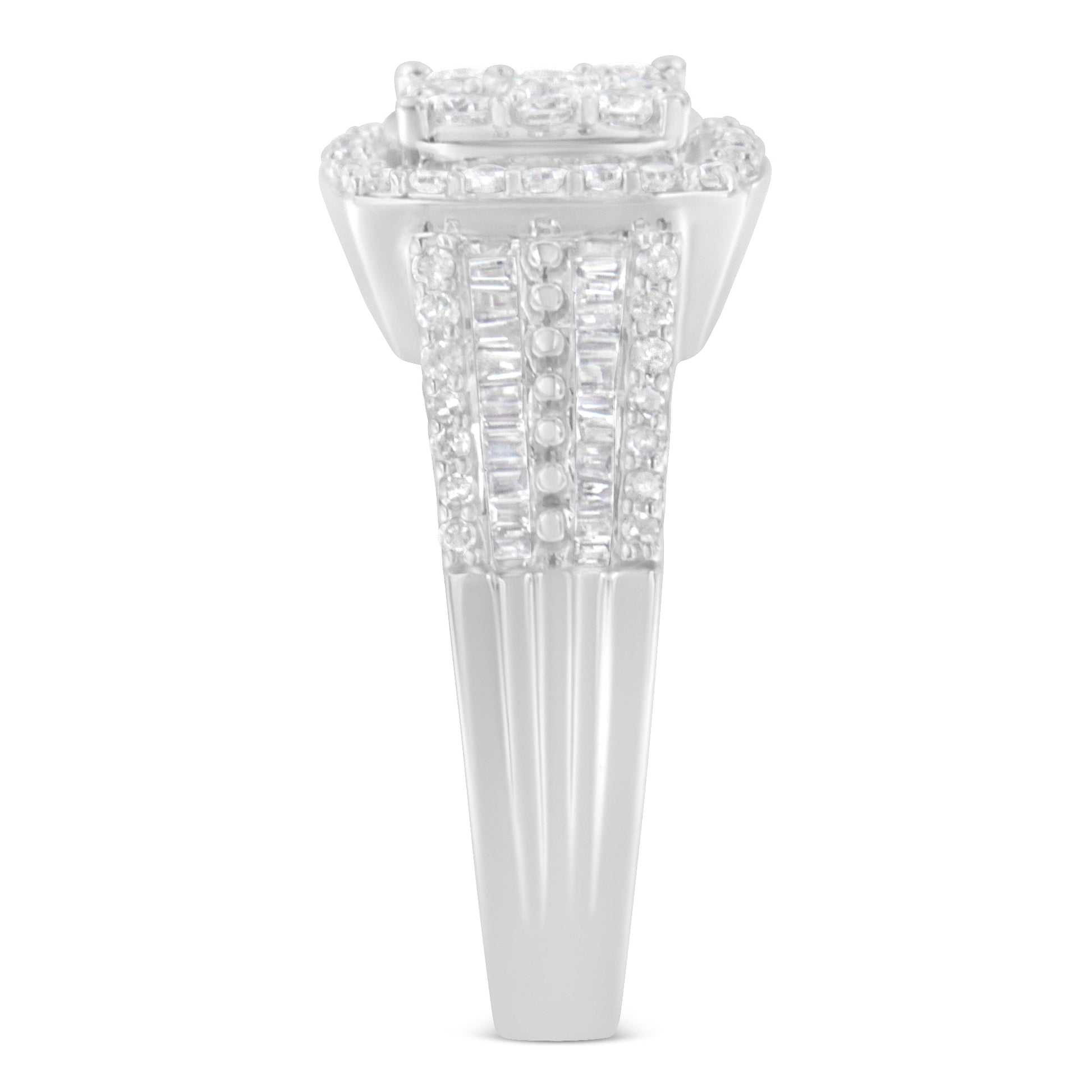 10K White Gold Diamond Cluster Ring (1 Cttw, H-I Color, I1-I2 Clarity) - Size 6-3/4 Bids.com