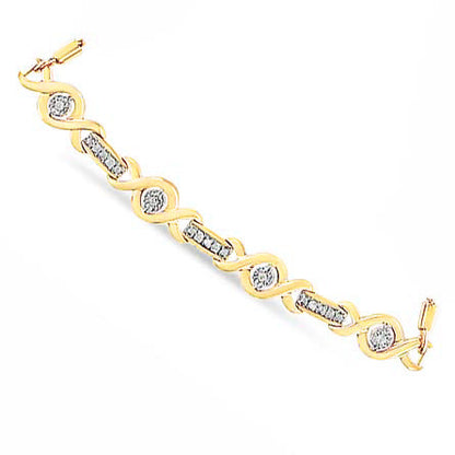 14K Yellow Gold Plated .925 Sterling Silver Channel Set Diamond Accent Twist 4â€-10â€ Adjustable Bolo Bracelet (I-J Color, I3 Clarity) Bids.com