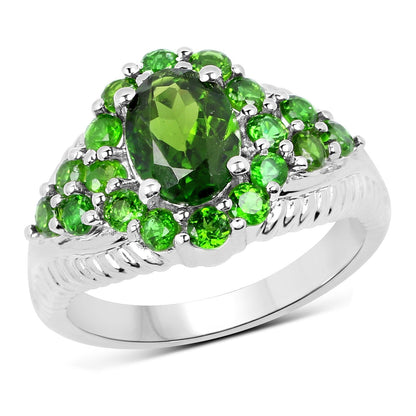 2.28 Carat Genuine Chrome Diopside .925 Sterling Silver Ring Bids.com