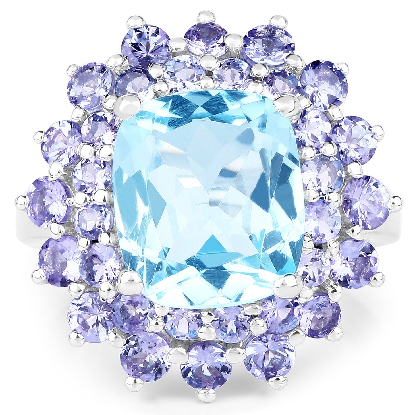 11.22 Carat Genuine Blue Topaz and Tanzanite .925 Sterling Silver Ring Bids.com