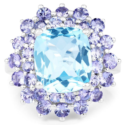 11.22 Carat Genuine Blue Topaz and Tanzanite .925 Sterling Silver Ring Bids.com