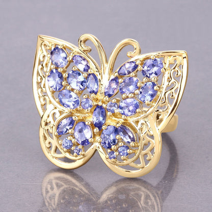 2.50 Carat Genuine Tanzanite .925 Sterling Silver Ring Bids.com