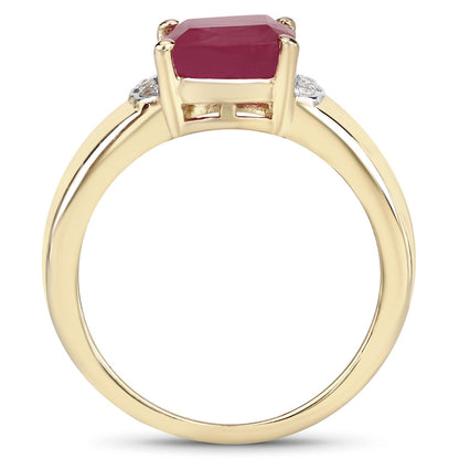3.44 Carat Glass Filled Ruby and White Topaz .925 Sterling Silver Ring Bids.com