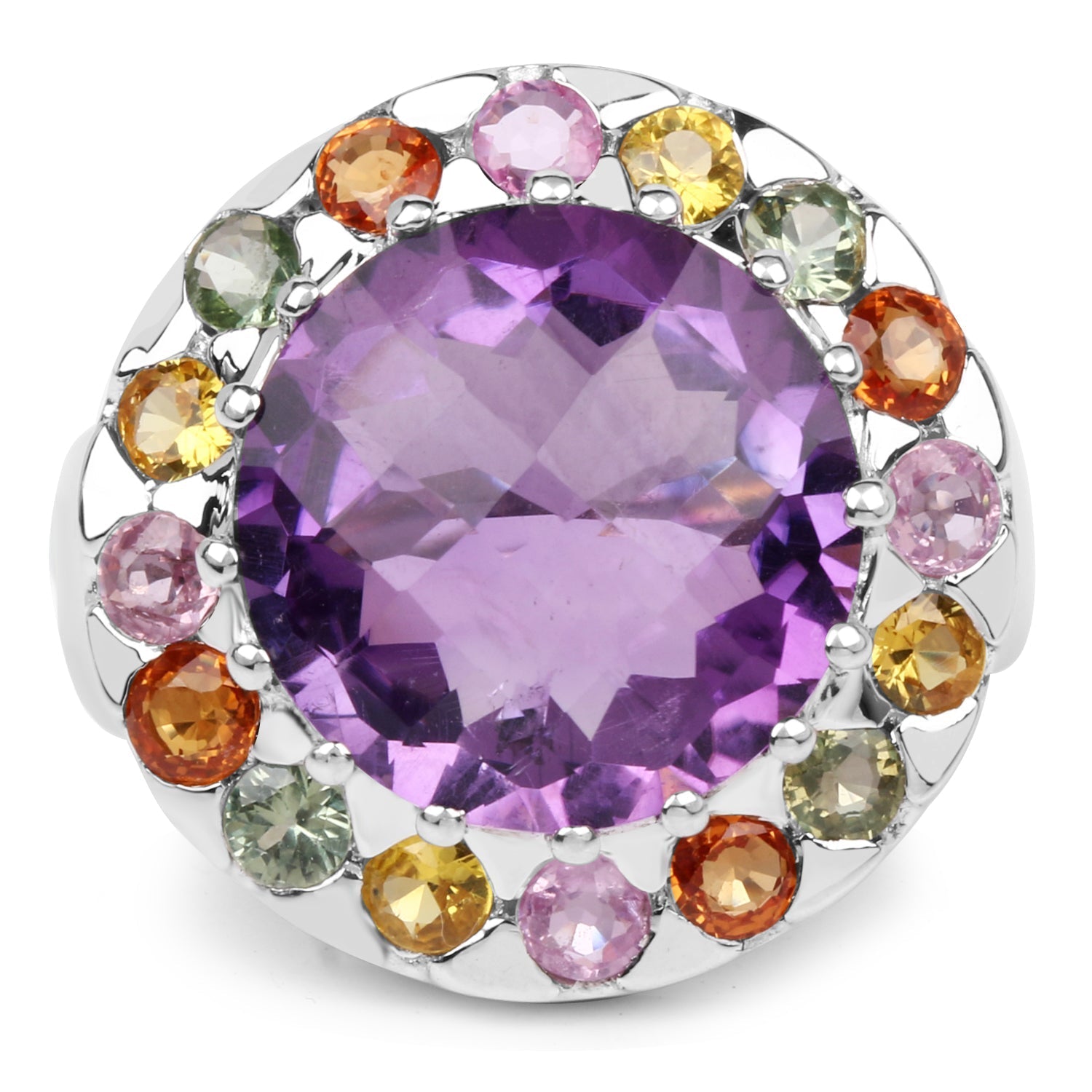 10.16 Carat Genuine Multi Stone .925 Sterling Silver Ring Bids.com