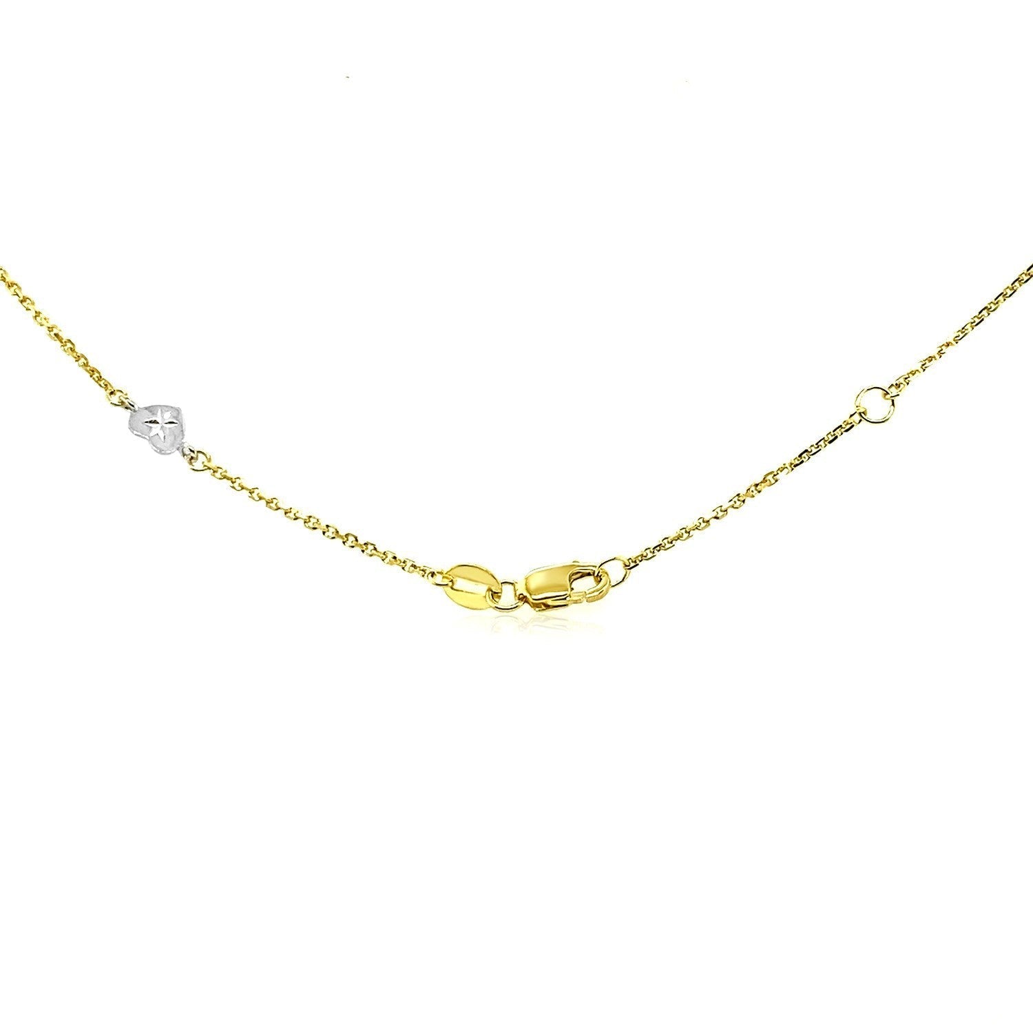 14k Two Tone Gold Anklet with Diamond Cut Heart Style Stations Bids.com