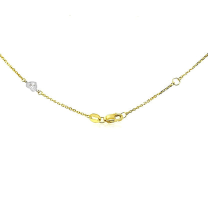 14k Two Tone Gold Anklet with Diamond Cut Heart Style Stations Bids.com