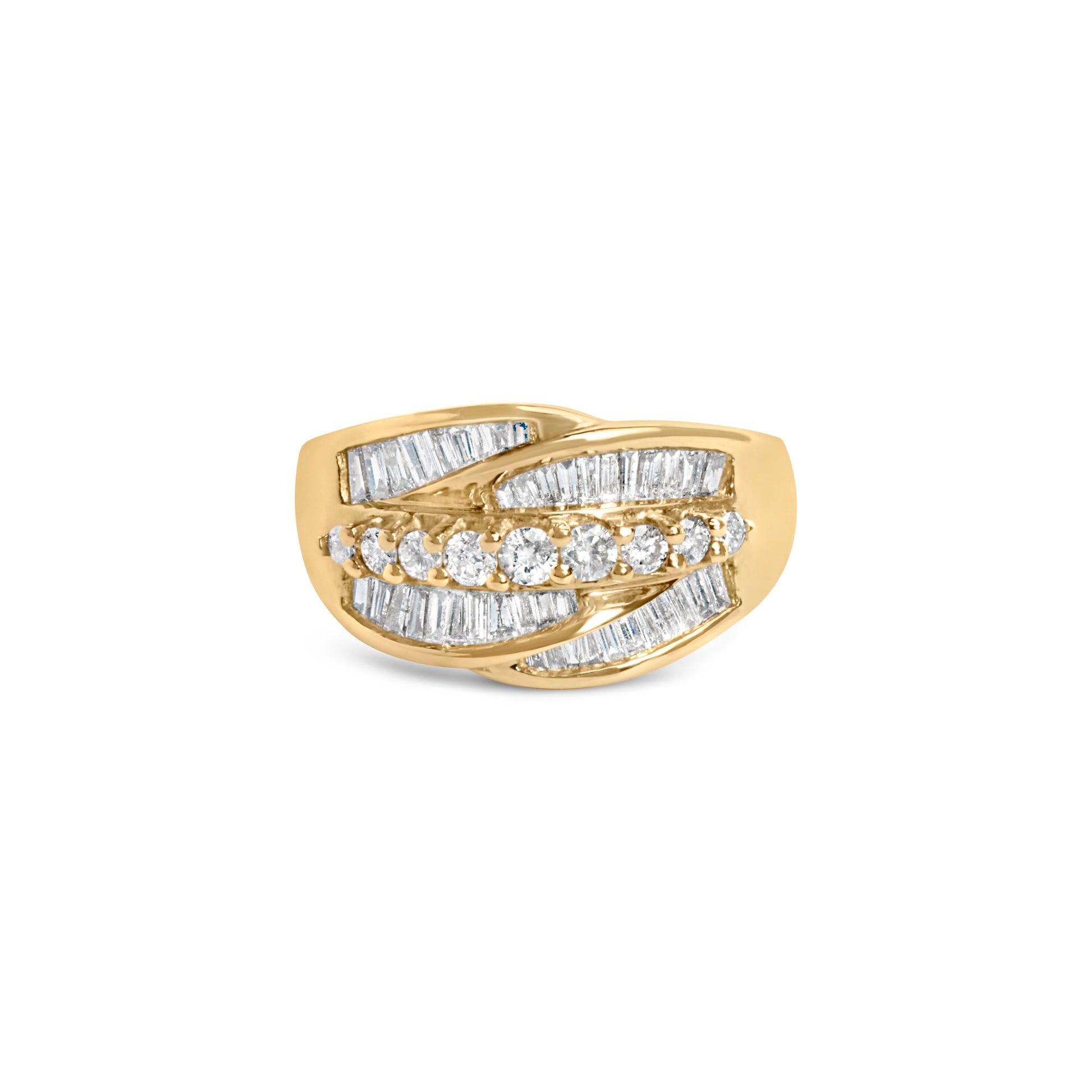 14K Yellow Gold 1.00 Cttw Diamond Cocktall Cluster 5 Stone Ring (H-I Color, SI1-I1 Clarity) - Ring Size 7 Bids.com