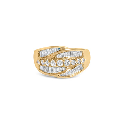 14K Yellow Gold 1.00 Cttw Diamond Cocktall Cluster 5 Stone Ring (H-I Color, SI1-I1 Clarity) - Ring Size 7 Bids.com