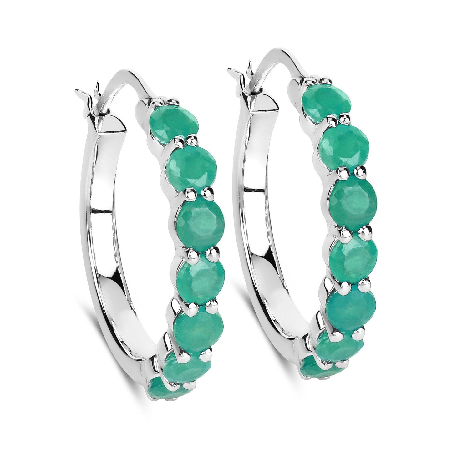2.38 Carat Genuine Emerald .925 Sterling Silver Earrings Bids.com